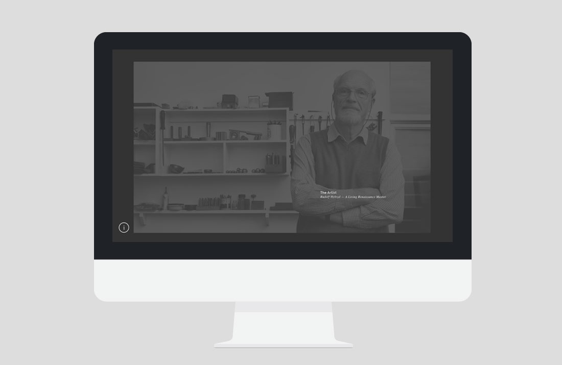 50 Years of Rudolf Heltzel Exhibition Website image hover interaction by Freelance Graphic Designer Colm McCarthy