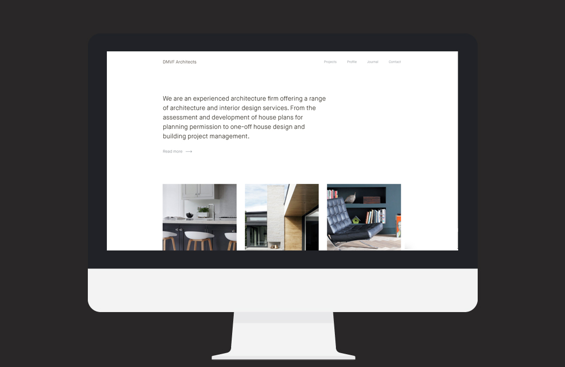 DMVF Architects Website: Home page intro design by Freelance Graphic Designer Colm McCarthy